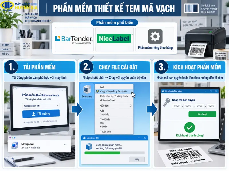 Cài đặt phần mềm thiết kế máy in mã vạch