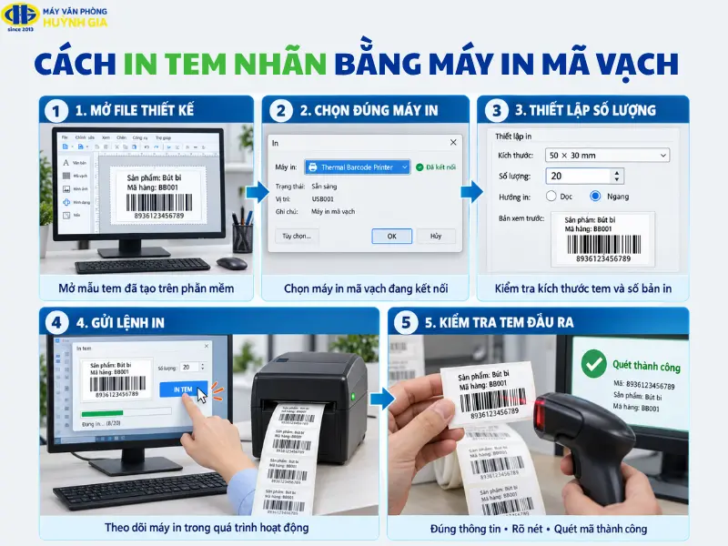 Cách in tem nhãn bằng máy in mã vạch