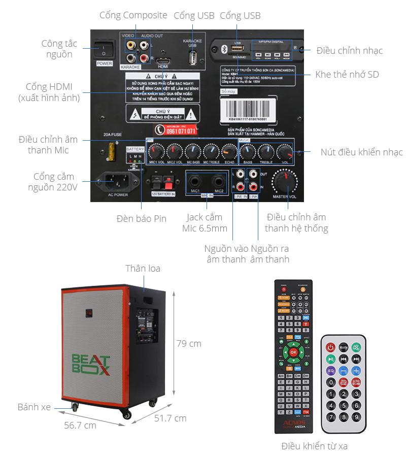 Các tính năng tiện ích khác của loa kéo ACNOS KB41