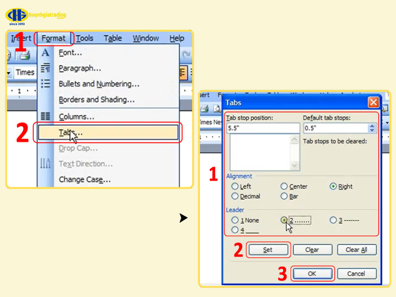 Cách tạo dòng chấm trong Word 2007, 2003