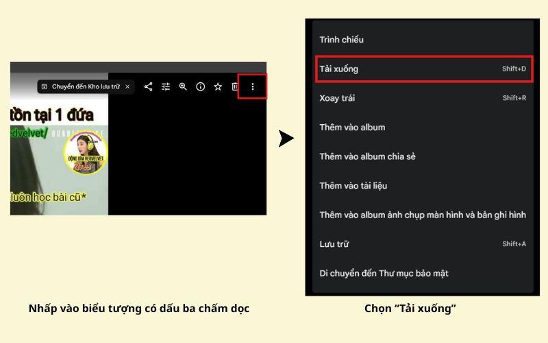 Cách tải một ảnh hoặc video từ google photo xuống thiết bị