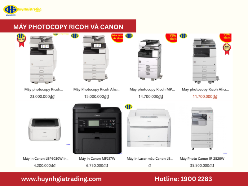 Các model máy Ricoh và Canon tốt nhất tại Huỳnh Gia Trading