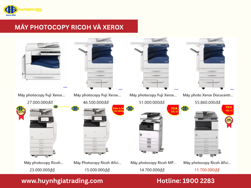 Tham khảo một số máy photocopy Ricoh và Xerox tại Huỳnh Gia