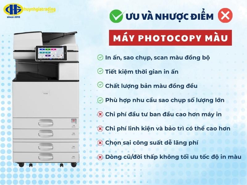 Ưu điểm và hạn chế khi sử dụng máy Photocopy màu