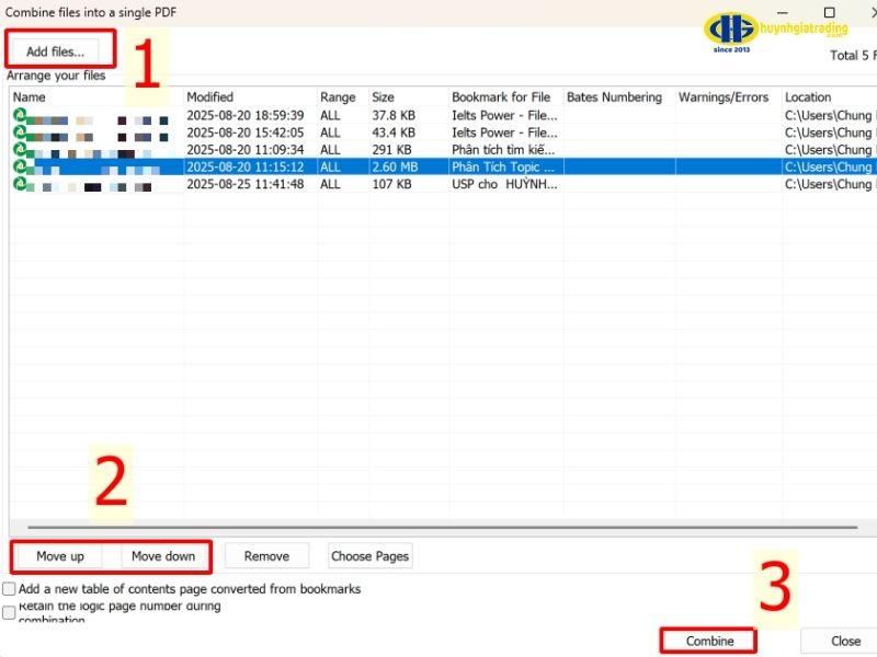 các bước sử dụng Foxit PhantomPDF để ghép file PDF