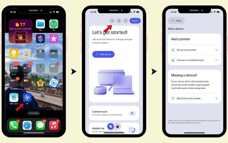 Kết nối máy in HP với iPhone