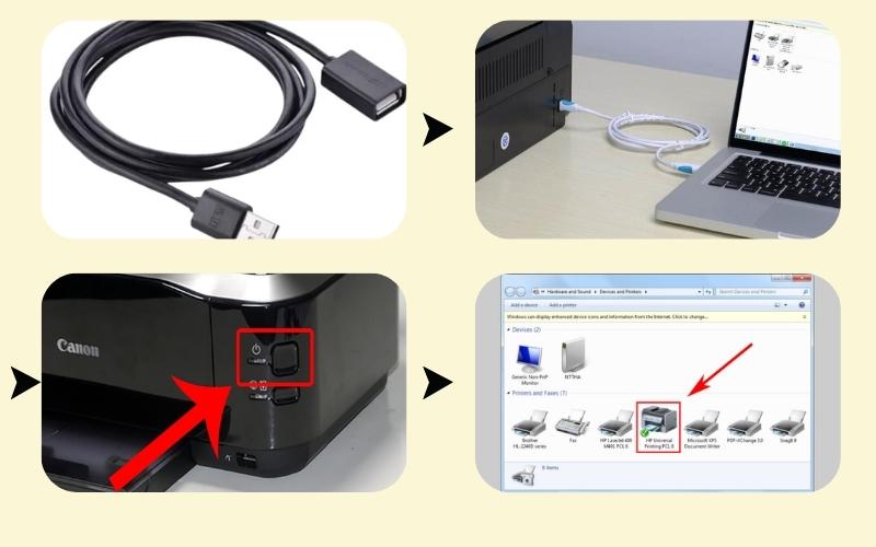 Cách kết nối máy in Canon với máy tính qua cáp USB