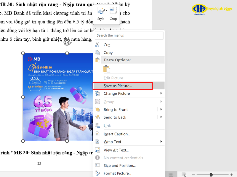 Lưu ảnh sau khi xoay để dùng lại trong tài liệu khác