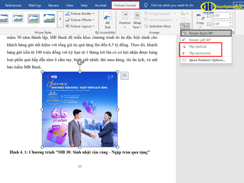 Cách lật hình ảnh theo chiều ngang hoặc chiều dọc