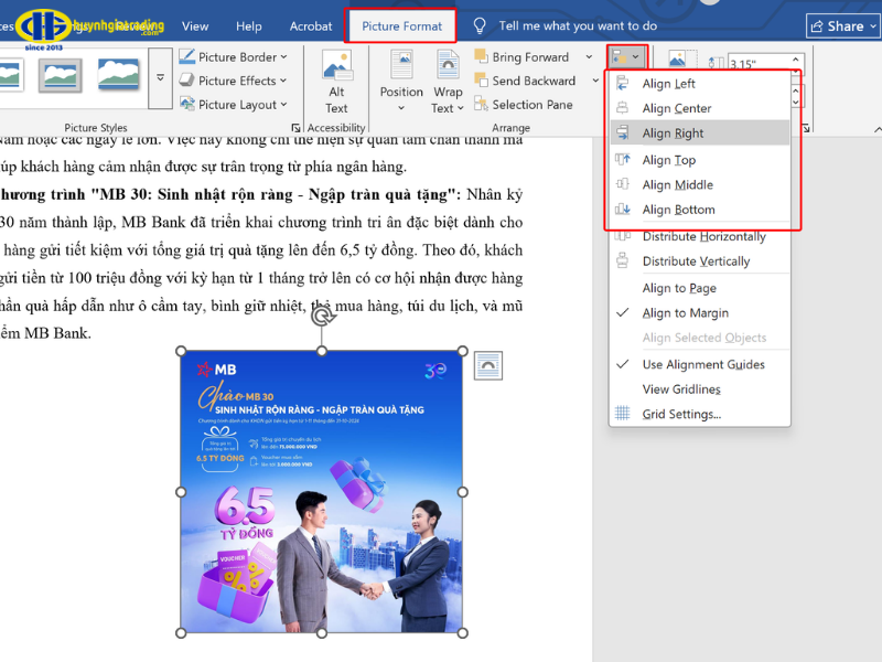 Dùng tính năng Align để căn chỉnh hình sau khi xoay