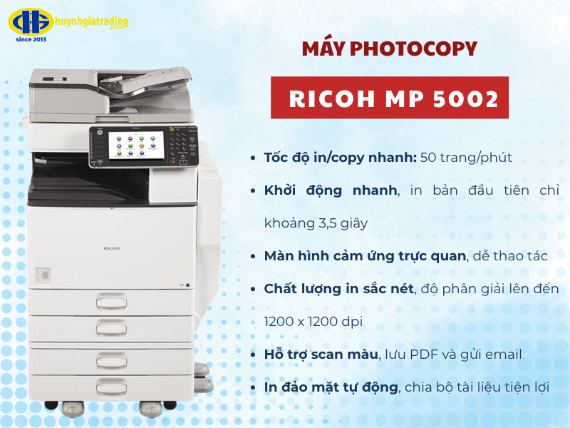 Ricoh MP 5002 giải pháp photocopy bền bỉ cho văn phòng hiện đại