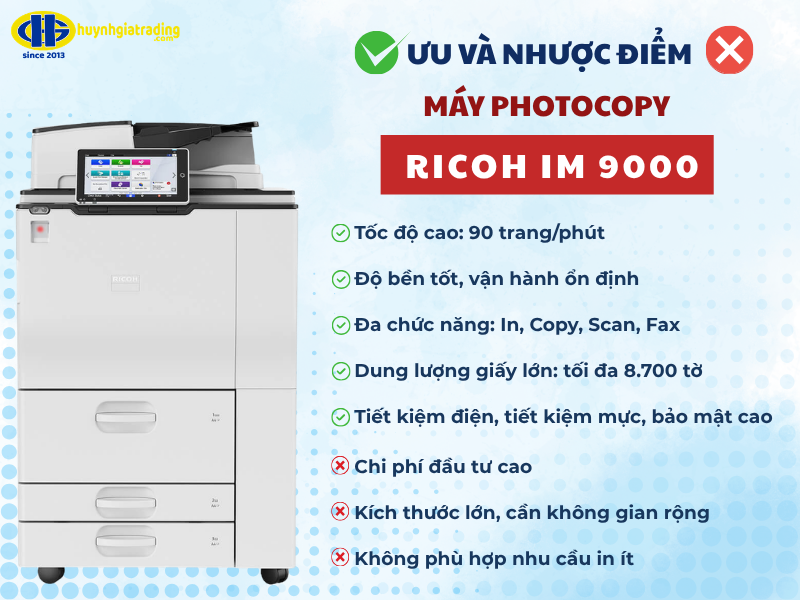 Ricoh IM 9000 nổi bật với tốc độ cao và độ bền vượt trội