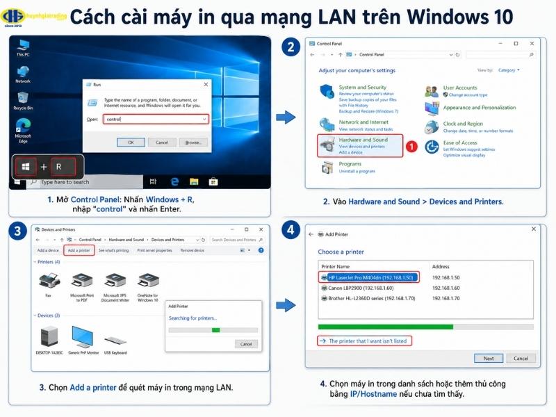 Cách cài máy in qua mạng LAN trên Windows 10
