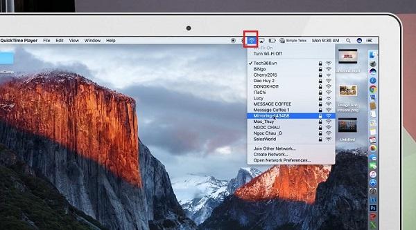 Nhấp vào biểu tượng “Airplay” >> “Mirroring”
