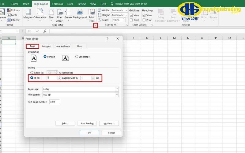 Thu nhỏ bảng tính vừa một trang A4 trong Excel