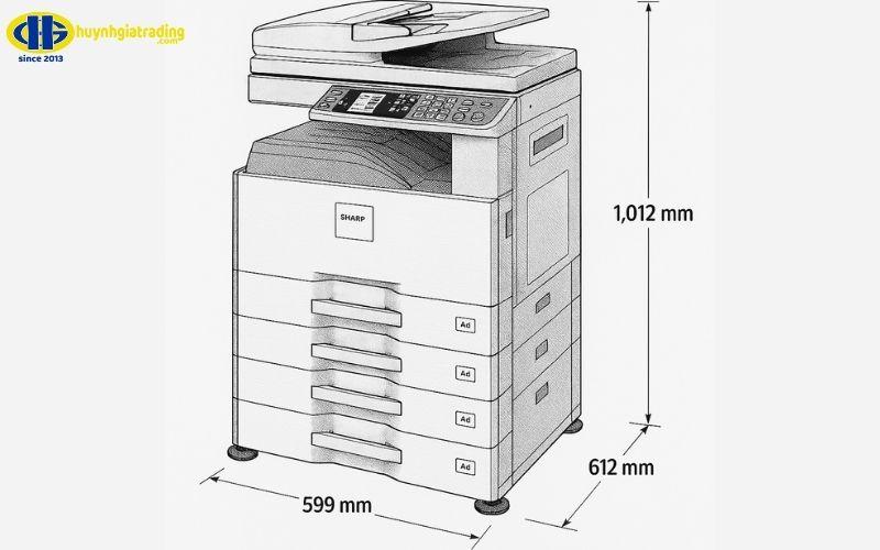 Kích thước của máy photocopy Sharp: Thiết kế tinh gọn
