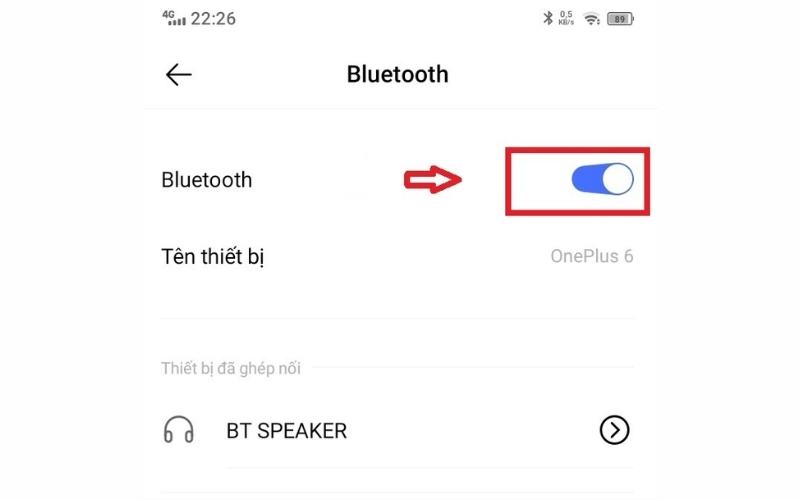 Kiểm tra và bật lại kết nối Bluetooth của thiết bị