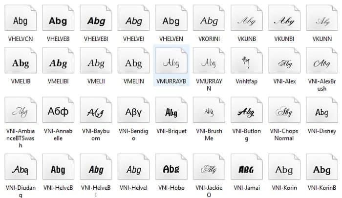 tải và cài bộ font tiếng việt đầy đủ