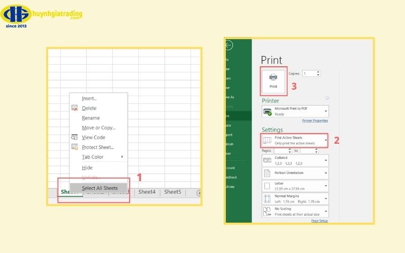 Hướng dẫn chi tiết cách in nhiều bằng cách chọn tất cả các sheet trong excel