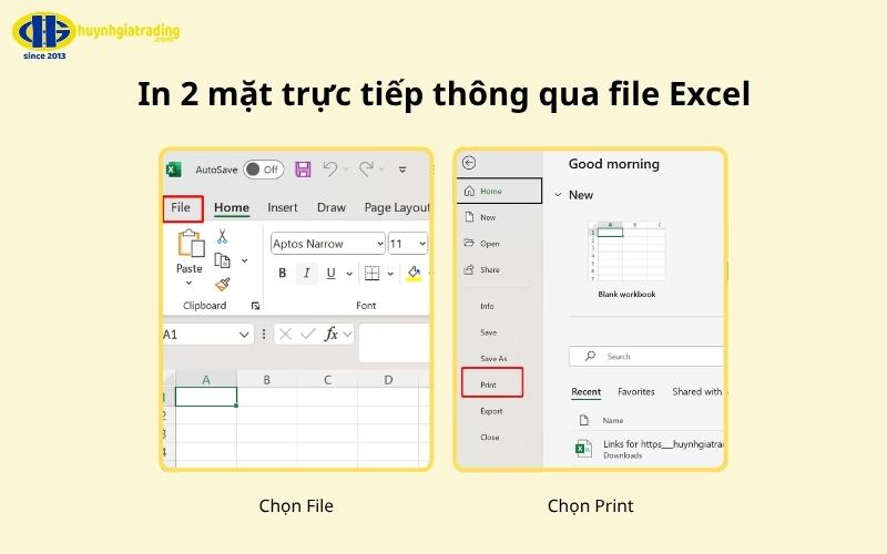 cách in 2 mặt thông qua file Excel thiết lập trực tiếp