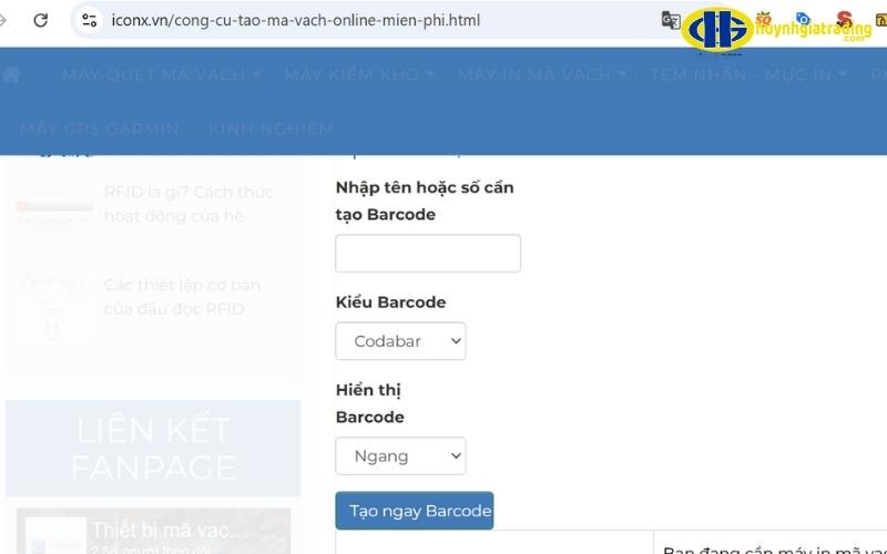 công cụ iConnect Technologies tạo mã vạch miễn phí