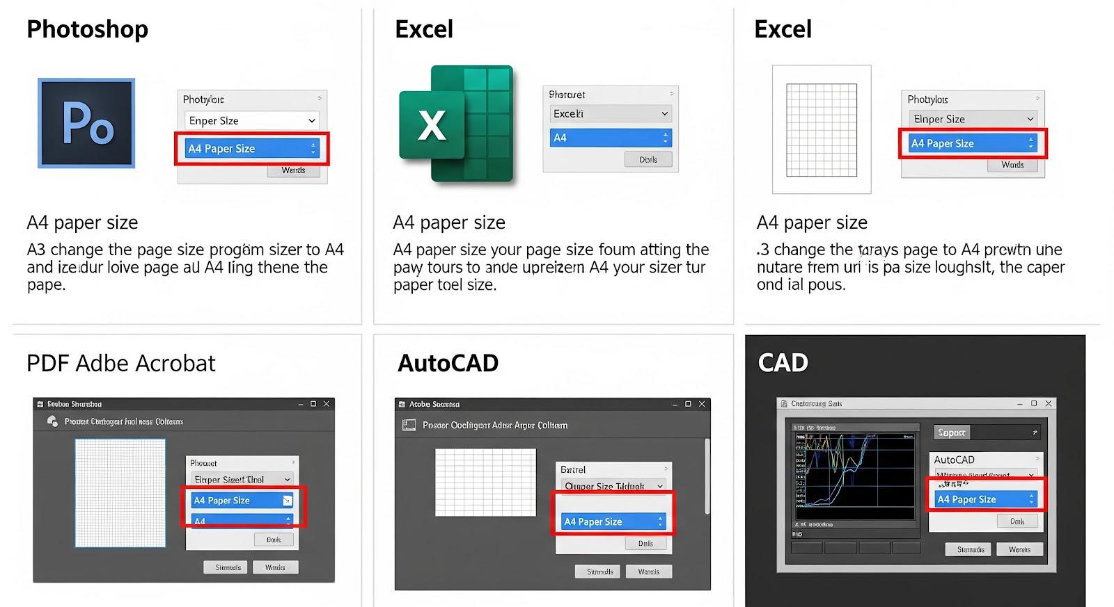 In giấy A4 bằng phần mềm Photoshop, Excel, PDF Editor,...