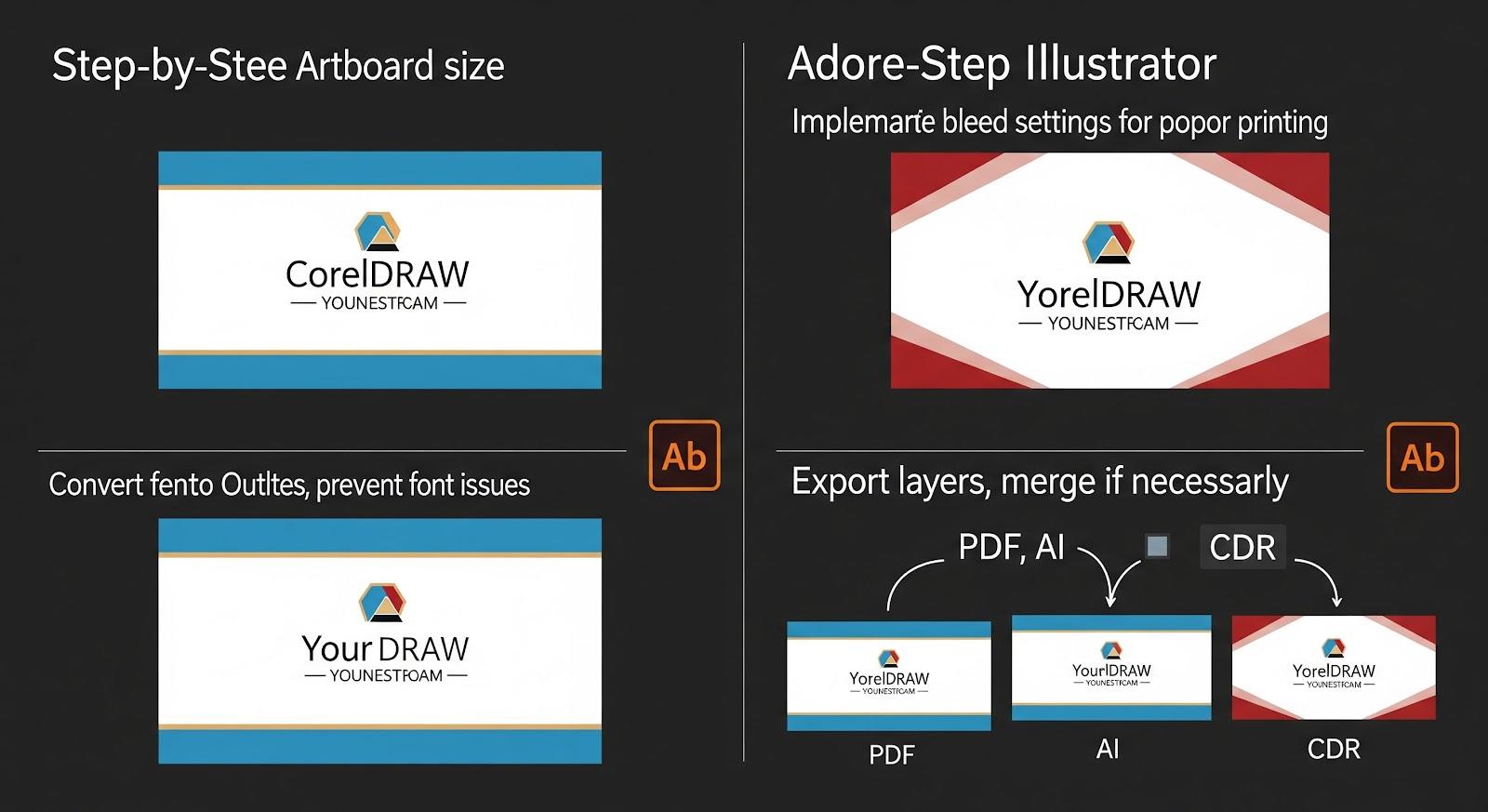 Kích thước card visit theo định dạng thiết kế trong Corel và Adobe Illustrator (AI)