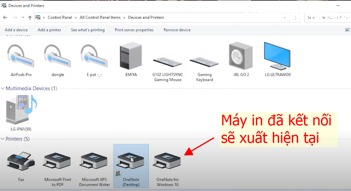Kết nối máy in với máy tính