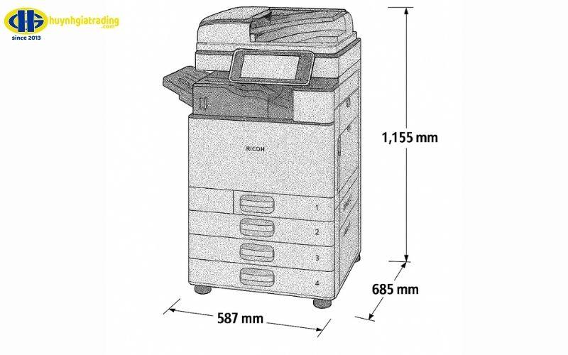 Kích thước máy photocopy Ricoh: Linh hoạt cho nhiều quy mô