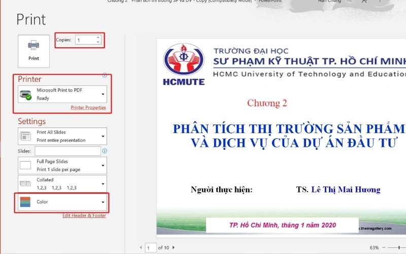 Cách in màu trên máy tính file PowerPoint