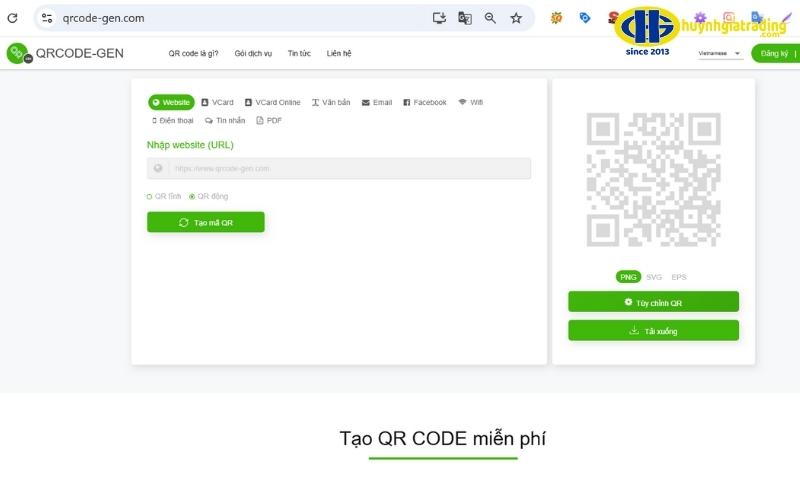 tạo mã QR bằng web QR Generator