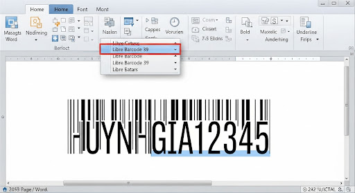 sử dụng Microsoft Word để tạo mã vạch online