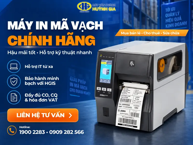 Mua máy in mã vạch chính hãng, dịch vụ hậu mãi tốt tại Máy văn phòng Huỳnh Gia