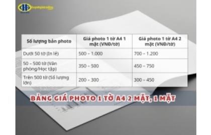 [Update 2026] Bảng giá photo 1 tờ A4 2 mặt, 1 mặt bao nhiêu tiền?