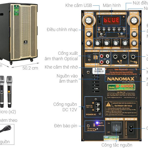 Loa kéo karaoke Nanomax S-5000 1350W