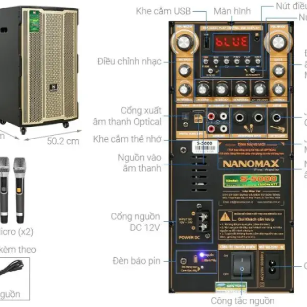 Loa kéo karaoke Nanomax S-5000 1350W