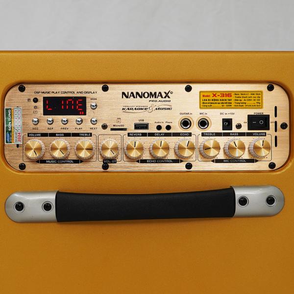 Loa Karaoke Xách Tay Nanomax X-316 Bass Đôi 16cm 320w