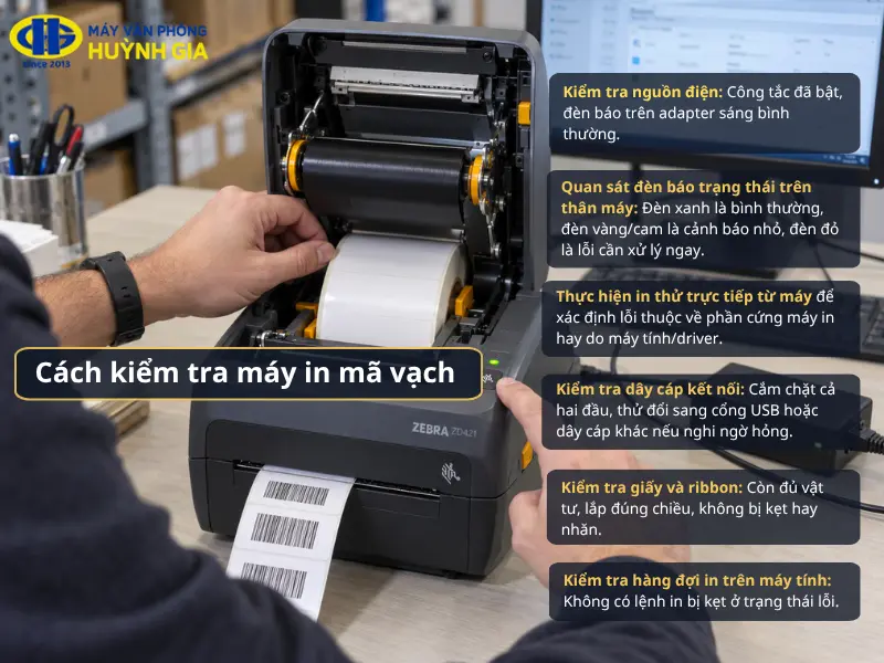 Cách kiểm tra máy in mã vạch cơ bản
