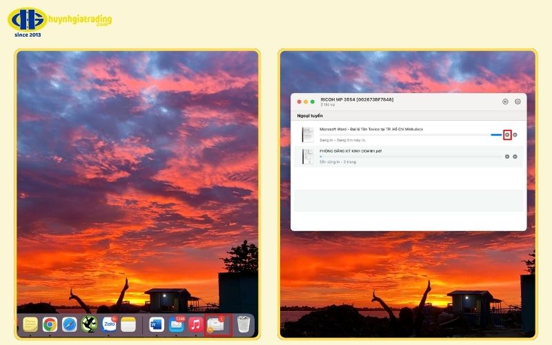 Cách xóa lệnh in trên macOS từ biểu tượng máy in trên Dock hoặc Print Center