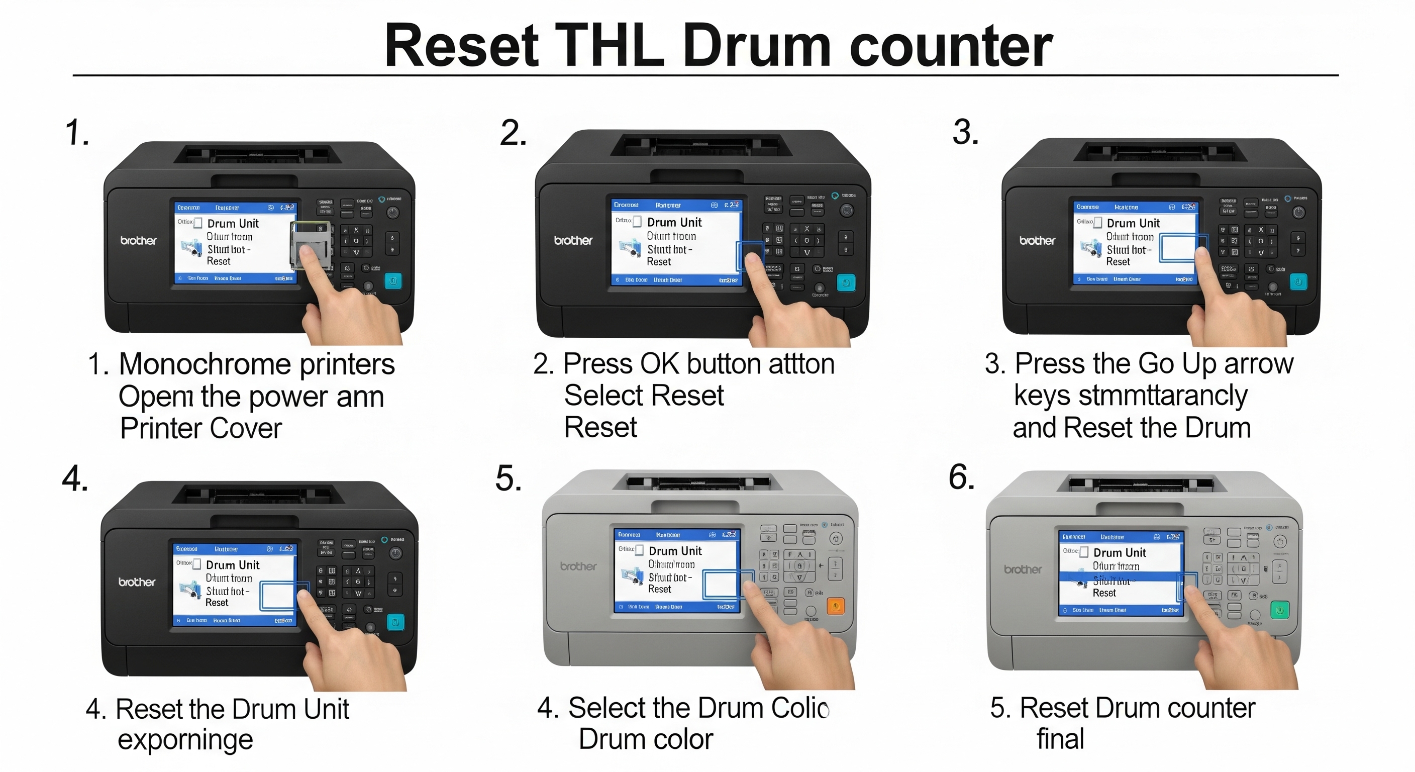 Hướng dẫn cách reset drum máy in Brother HL