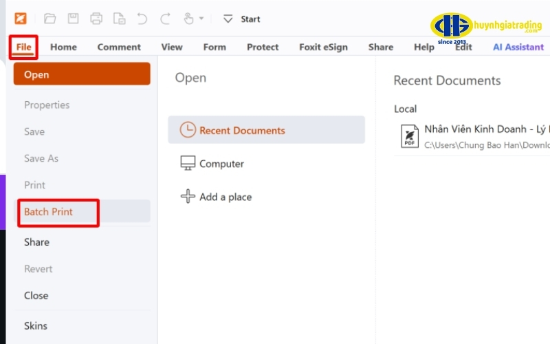 Cách in nhiều file PDF cùng lúc trên Foxit Reader
