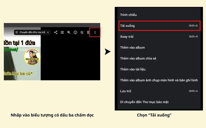 Cách tải một ảnh hoặc video từ google photo xuống thiết bị
