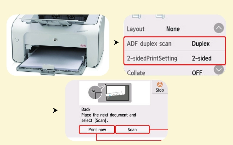 Scan tài liệu 2 mặt tự động (nếu máy có tính năng này)