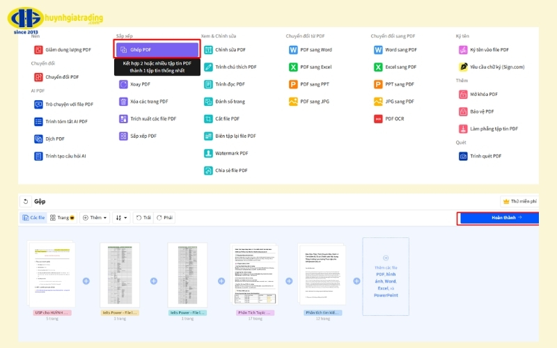 Cách ghép file PDF bằng Smallpdf.com