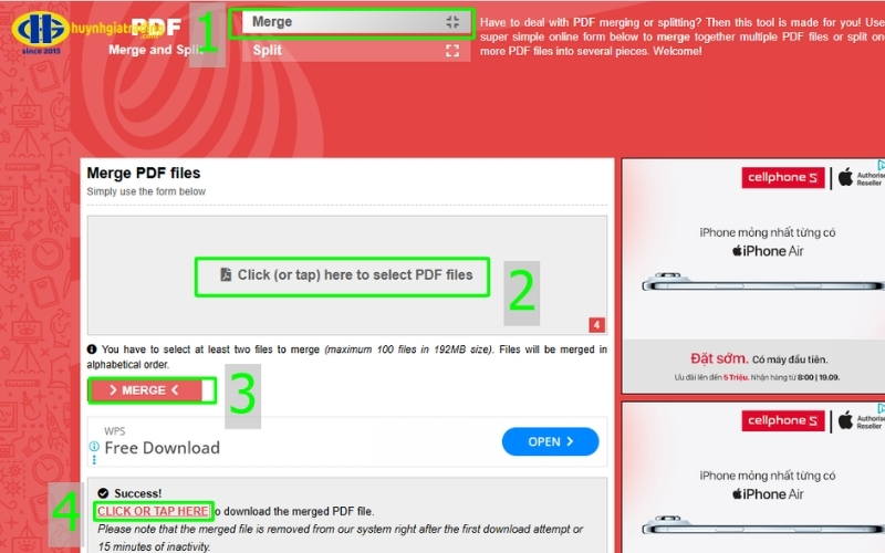 Cách ghép file PDF bằng PDF Split and Merge