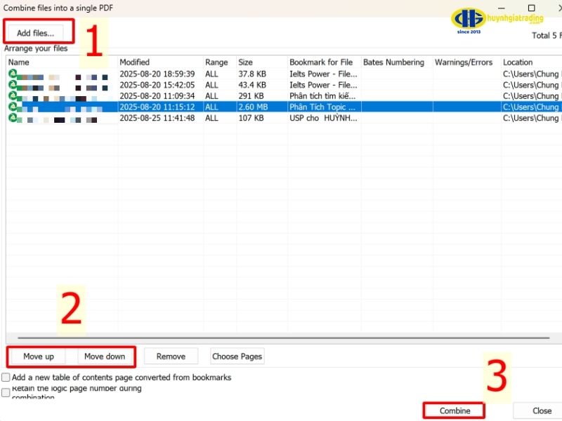 các bước sử dụng Foxit PhantomPDF để ghép file PDF