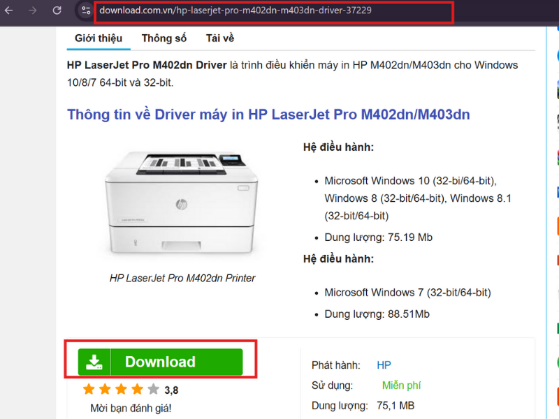 Cách tải driver máy in HP LaserJet Pro M404DN