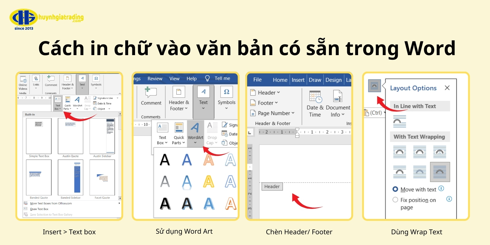 Cách in chữ vào văn bản có sẵn trong Word