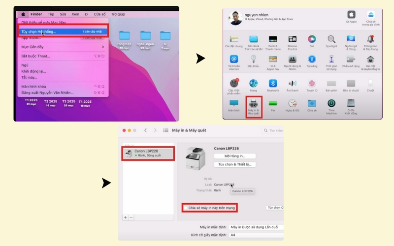 Cách kết nối máy in với Macbook