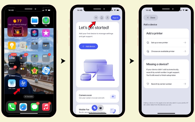Kết nối máy in HP với iPhone